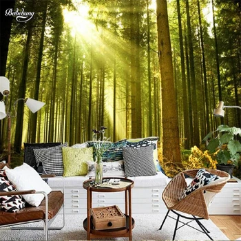 бейбехан Красивый солнечный свет сквозь лес современный телевизионный фон большие фрески на заказ нетканые обои papel de parede