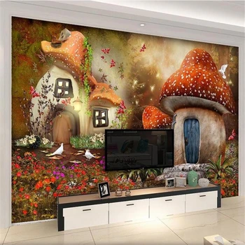 бейбехан Пользовательские обои 3D фотообои Сказочный Мир Грибной Домик Детская комната спальня ТВ Фон обои 3D фрески