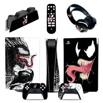 Venom 5In1 Set PS5 Standard Disc Edition Скин-Наклейка Наклейка-Наклейка для Консоли PlayStation 5 и контроллера 5 В 1 Скин-Наклейка