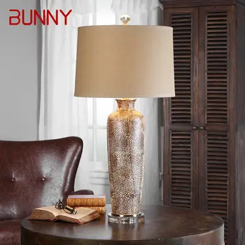 Керамическая настольная лампа BUNNY в американском стиле, светодиодные Винтажные Креативные Роскошные настольные лампы для дома, гостиной, прикроватной тумбочки в спальне