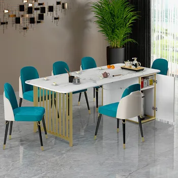 НОВЫЕ модные обеденные стулья в скандинавском стиле, Бархатный стул с высокими ножками для домашней спальни, Минималистичная современная кухонная мебель, обеденный стул CN