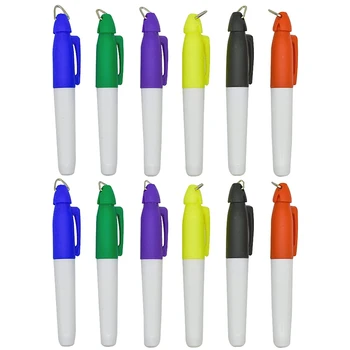12ШТ мини-перманентных маркеров Разноцветные маркерные ручки для мячей для гольфа с зажимами для ключей для гольфа для медсестер, кольцо для бейджа, школа на открытом воздухе