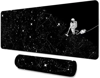 Коврик Для Мыши Astronaut 31,5x11,8 Дюймов Фантастический Мультфильм Вселенная Звездное Небо Графический Коврик Для Мыши с Прошитым Краем для Офисной Работы