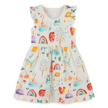 Новая детская летняя одежда 2023 года, платья с цветочным рисунком для девочек 90-140 см