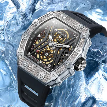Роскошные спортивные Полые полноавтоматические механические часы man ONOLA Fashion Tape Водонепроницаемые часы для мужчин Relogio Masculino Clock