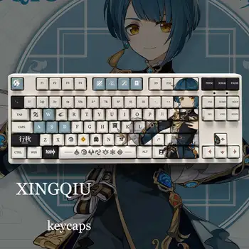Тема Genshin Impact Материал XINGQIU Pbt Keycaps Набор 108 Клавиш для 61 87 104 108 Клавишной Механической Клавиатуры Oem Профиль