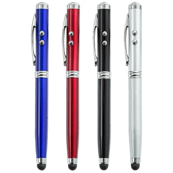 Металлическая гелевая ручка 4 в 1 со светодиодом на кончике стилуса для смартфонов и планшетов