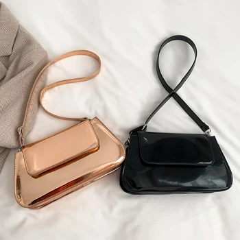Женская сумка через плечо, глянцевые сумки-ранцы, однотонная сумка для девочек, сумки для покупок, женская сумка-тоут, дорожный кошелек