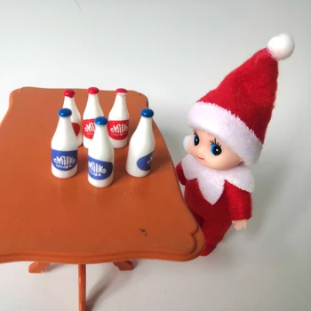 1:12 6 шт./компл. Кукольный домик Мини-бутылка для молока Миниатюрная Красно-синяя бутылка для напитков Фотомодель