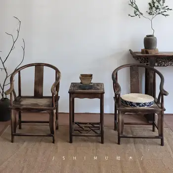 Стул из трех частей, Кольцевой стул из массива дерева Taishi, китайская антикварная мебель, журнальный столик, Комбинированная съемка