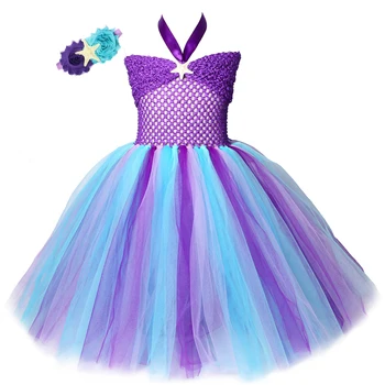 Платье-пачка Русалки для девочек, платье для вечеринки в честь дня рождения для девочек, детский карнавальный костюм принцессы Русалочки на Хэллоуин, от 1 до 14 лет
