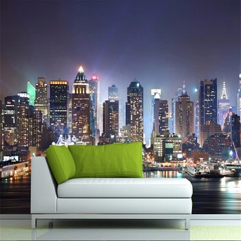 beibehang Manhattan 3d papel de paede, Нью-Йорк большие настенные обои ночной фон декорации ТЕЛЕВИЗОР диван-кровать бумажный декор
