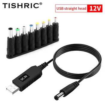 TISHRIC Usb Кабель Питания Постоянного Тока Для USB-Маршрутизатора От USB 5 В До DC 12 В 9 В Адаптер 2.1x5.5 мм Через Разъем Питания Powerbank
