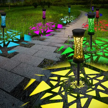Светодиодный Солнечный газон свет Открытый сад лампа Multi-цвет RGB дверях путь освещение Солнечный сад декоративный пейзаж свет