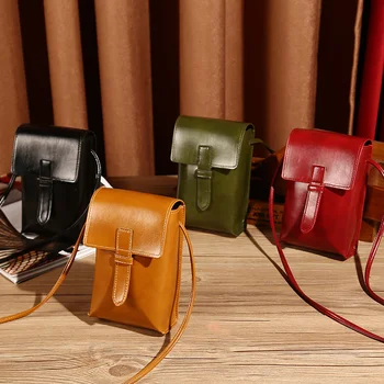 Женская сумка для мобильного телефона, винтажный кошелек, модная мини-сумка через плечо, простая женская сумка-мессенджер из мягкой кожи в стиле ретро, маленькая сумка-кошелек