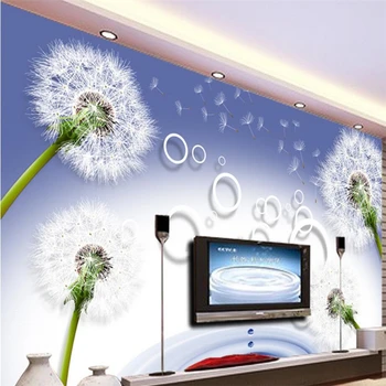 wellyu papel de parede 3d Обои на заказ Dream Dandelion 3D Circle TV Wall обои для домашнего декора papier peint behang