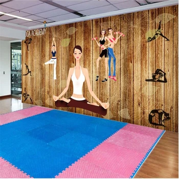 wellyu papel de parede Пользовательские обои 3d фрески Woodgrain фитнес йога фон для стен papier peint 3d обои behang