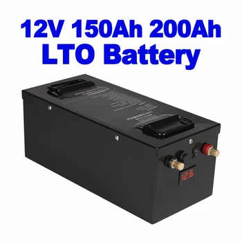 Литий-титанатный LTO аккумулятор 12V 150Ah 200Ah встроенный 100A BMS 20000 циклов для EV RV Caravan солнечная фотоэлектрическая энергия + зарядное устройство 15A
