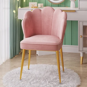 Скандинавские обеденные стулья Тканевая мебель для ресторана Мебель для дома Спальня Губка для макияжа высокой плотности Квартира Вилла Туалетный стул