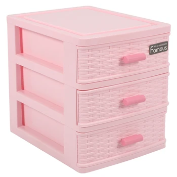 Пластиковый ящик с 3 отделениями для хранения ювелирных изделий Розовый