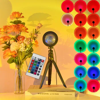 16цветный USB проекционный ночник Sunset Rainbow Lamp Проекционная светодиодная настольная лампа для атмосферы спальни Rainbow Decoration Lamp