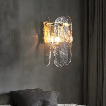 Современный настенный светильник из медного стекла, Креативная водяная рябь, прозрачное бра, светильник для прохода, лестницы, спальни, гостиной, простой настенный светильник