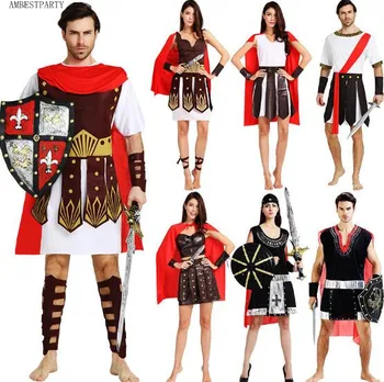 2018 Римский воин Косплей костюм взрослый солдат Одежда Гладиатор спартанцы Одежда на Хэллоуин маскарадный костюм AMBESTPARTY