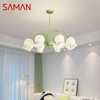 Современная осветительная люстра SAMAN Светодиодные светильники в стиле лофт, веревочный креативный подвесной светильник в стиле ретро для дома, спальни