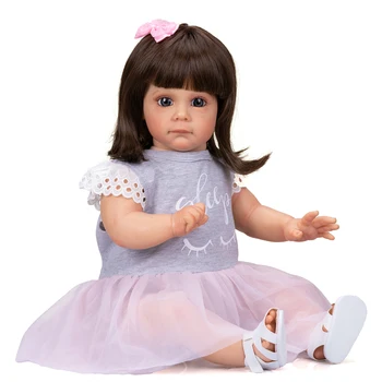 NPK 60 см Кукла Мэгги Бебе Возрожденная девочка-малышка с каштановыми волосами, приятная кукла-девочка, высококачественный подарок для детей