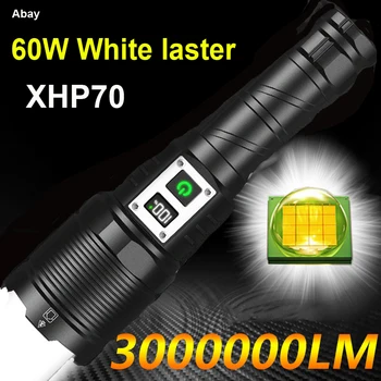 3000000LM Мощный Светодиодный Фонарик Белый Фонарик Laster Водонепроницаемый Тактический Фонарик Linterna 5 режимов XHP70 Flash Light