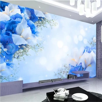 beibehang Пользовательские обои 3d фреска papel de parede blue фэнтези модный цветок ТВ фон стены гостиной спальни обои