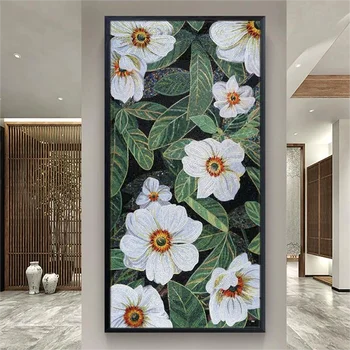 Индивидуальный декор стен из простой белой мозаики из цветочного стекла