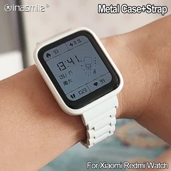 Идеальный регулируемый браслет, металлический ремешок + металлический корпус 
 Для mi Watch 2 3 Lite Correa Для Xiaomi Redmi watch lite, ремешок для часов mi Poco