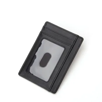 Мужской кошелек, маленький зажим для кредитной карты из искусственной кожи, черный мини-ультратонкий чехол для мобильного телефона, RFID-антимагнитная сумка