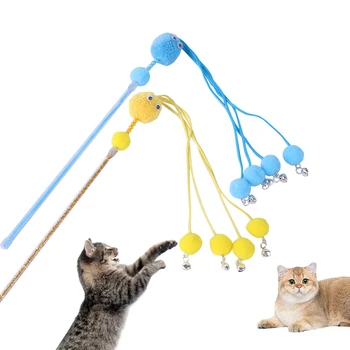 Интерактивная игрушка для кошек Забавная птичка из перьев с колокольчиком, Самощекочущая кошачью палочку, игрушку-дразнилку для котенка, игрушечные принадлежности для кошек