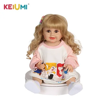 Кукла KEIUMI с улыбающимся лицом 55 см Силиконовая виниловая кукла Реборн Бэби Реборн Игрушки подарки на День рождения для ребенка