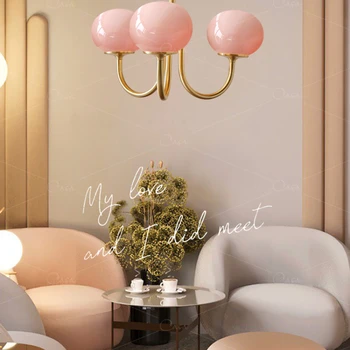 Простая люстра для спальни, Американская креативная детская комната, лампы из розового стекла в кремовом стиле, освещение Casa