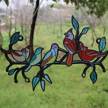 Новый креативный витраж Tuoyuan с пятью птицами подвесные украшения Колибри Пасхальный креативный кулон в подарок