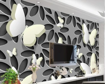 beibehang mural Современные шелковые обои для стен 3D Бабочка Абстрактный Стерео Цветочный Модный фон Настенный papel de parede