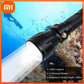 Xiaomi Фонарик IPX8 Водонепроницаемый Класс освещенности T6 /L2 Профессиональный 200-метровый подводный фонарь Super Dive Lantern