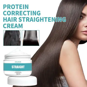 Крем для выпрямления волос с протеиновой коррекцией И разглаживающим смягчителем для прямых волос для домашней укладки, не тянет и не причиняет боли