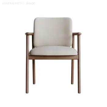 Обеденный стул из массива дерева в японском стиле, Китайская гостиная, Кожаная подушка, Спинка, Книжный стул, домашний подлокотник, Хлопчатобумажный стул для кабинета