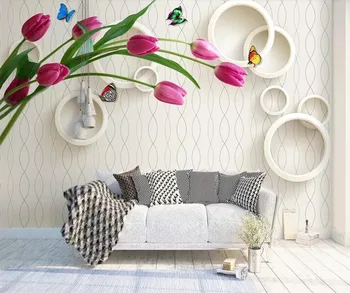 beibehang Пользовательские обои 3d стерео фотообои круг тюльпан простой диван фон для гостиной обои 3d Papel de parede