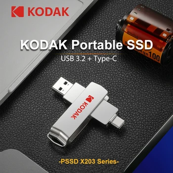 KODAK X203 Портативный SSD Внешний Жесткий Диск 1 ТБ USB3.2 Gen2 Type-C USB Флэш-Накопитель 256B 512 ГБ для Ноутбуков Смартфонов PS4 ПК MAC