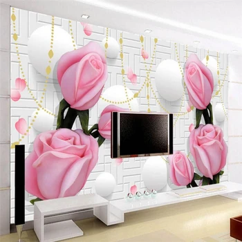 papel de parede 3d обои на заказ розовая роза роскошная гостиная телевизор диван фон обои домашний декор фреска из папье-маше