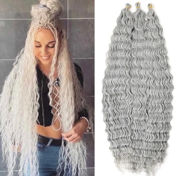 Модные 32-дюймовые Синтетические Волнистые косы для волос крючком Глубокая волна для волос крючком Ocean Zizi Легкая Одежда Для наращивания волос плетением