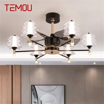 TEMOU Постмодернистский Потолочный Вентилятор с Подсветкой, Светодиодная Лампа с Дистанционным Управлением для Украшения Домашней Столовой