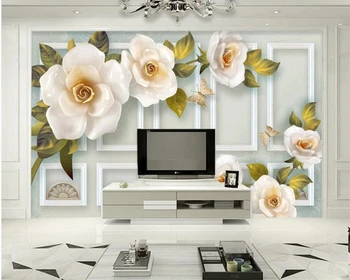 Фото обоев на заказ, 3D рельефная роза, украшение дома, ТВ-фон, стена, гостиная, спальня, большая фреска, 3D обои