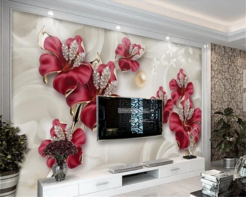 beibehang Индивидуальные большие обои papel de parede комнатная орхидея изысканные трехмерные ювелирные изделия цветок ТВ фон стены