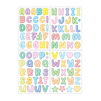 4 Листа наклеек с мультяшными буквами, самоклеящиеся наклейки с буквами-Наклейки с алфавитом